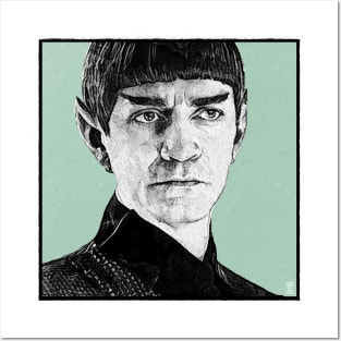 Disco Space Dad Monochrome Ink Portrait Posters and Art